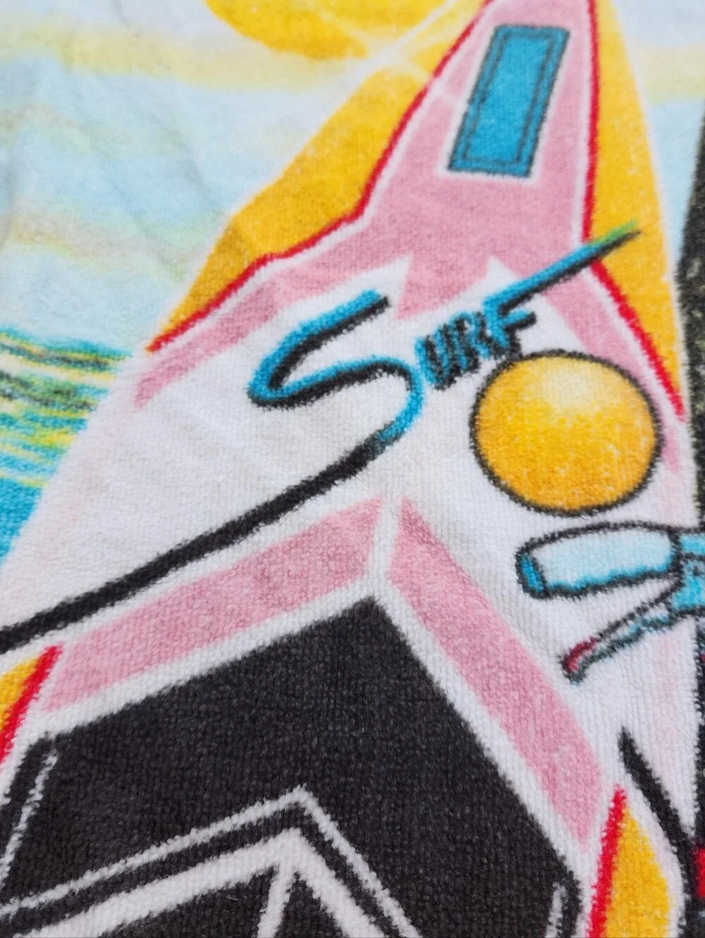 Surfer Beach Towel VTG 80's 90's Palm Tree Sunset Beach Cruiser Bike 54